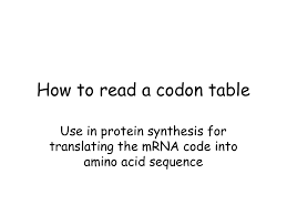 How To Read A Codon Table