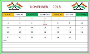 November 2018 Calendar Holidays India Holiday Calendar November Calendar Calendar