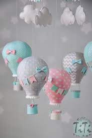 Personalized Hot Air Balloon Baby Mobile Pastel Aqua Pink Grey Baby Mobile Nursery Decor Balloon Nursery Baby Shower Gift Travel Theme In 2021 Hot Air Balloon Decorations Balloon Diy Balloon Mobile