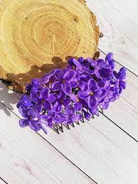 Blue Lilac Hair Comb Lilac Hair Accessory Bridal Hair Comb Etsy Bridal Hair Accessories Flower Flower Hair Accessories Floral Headpiece