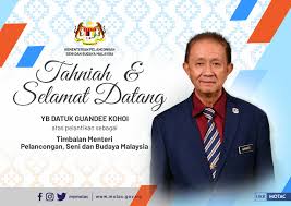 See more of kementerian pelancongan, seni dan budaya malaysia on facebook. Pelancongan Kini Malaysia Malaysia Tourism Now Pelantikan Yb Datuk Guandee Kohoi Sebagai Timbalan Menteri Pelancongan Seni Dan Budaya