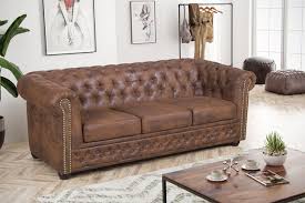 Hier werden eine hervorragende verarbeitung, qualitativ hochwertige materialien und funktionalität in einem produkt vereint. Edles Chesterfield Sofa 3 Sitzer In Mikrofaser Vintage Braun Couch Polstersofa Kuechen Preisbombe