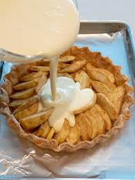 Adding Custard To Baked Apples For Tarte Normande Aux Pommes Apple Custard Apple Tart Tart