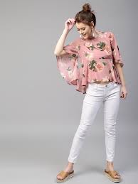 Pink Floral Print A Line Top Pink Top Fashion Trending Style Printed Women Trendy Fashion Outfits Fancy Tops Stylish Tops