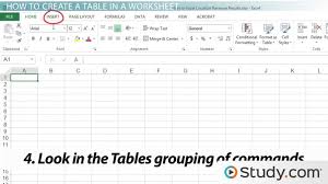 how to create a table in an excel worksheet