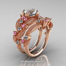 This is merkaba light rose gold ring with diamonds (short play) by merkaba on vimeo, the home for high quality videos and the people who love them. Nature Classic 14k Rose Gold 1 0 Ct Aquamarine Light Pink Sapphire Leaf And Vine Engagement Ring Wedding Band Set R340ss 14krglpsaq Art Masters Jewelry