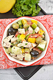 Top with feta cheese and serve. Chopped Greek Salad Recipe With Grilled Chicken Brooke And Daron