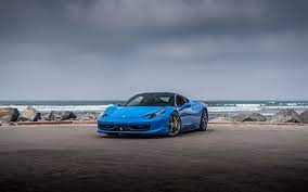 Download Wallpapers Ferrari 458 Italia Blue Sports Coupe Supercar Blue 458 Italia Black Wheels Italian Sports Cars Ferrari Besthqwallpapers Com Ferrari 458 Italia Sports Coupe Black Wheels