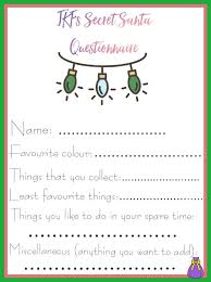 It has also fields asking for the recipient's favorite color, movie, tv shows, books, artist/band, actor/actress, snack, food, beverages, candy, and restaurant. Secret Santa Jungkook Fanbase Amino