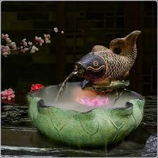 促销中式招财摆件风水轮水景鱼缸雾化加湿器流水喷泉年年有余 decorative bowls fish pet pets