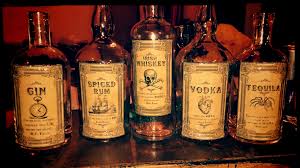 Making An At Home Bar For The Apartment Wanted Something With Personality But Still A Bit Classy Made The Lab Old Bottles Vodka Tequila Tito S Vodka Bottle
