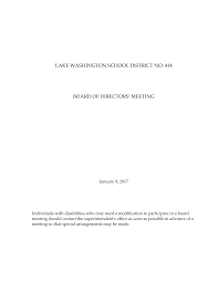 LAKE WASHINGTON SCHOOL DISTRICT NO. 414 BOARD OF DIRECTORS' MEETING