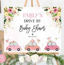 Drive By Baby Shower Party Sign In 2020 Baby Shower Signs Baby Shower Supplies Baby Shower Welcome Sign