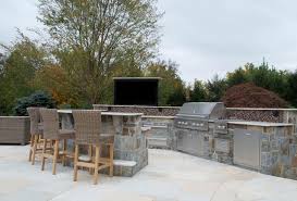 The most common outdoor bbq area material is metal. Custom Outdoor Bar Bbq Grill Design Installation Bergen County Nj Traditional Patio New York By Cipriano Landscape Design Custom Swimming Pools Houzz Uk