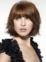 Trendy Short Red Bob Haircut With Blunt Bangs Medium Hair Styles Chic Short Hair Medium Length Hair Styles