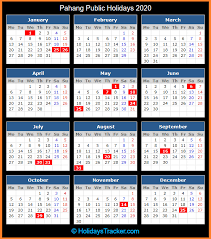 For more information and source, see on this link : Pahang Malaysia Public Holidays 2020 Holidays Tracker