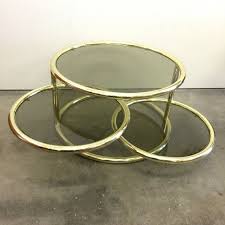 Brass And Glass Coffee Table Three Tiered Swivel Sections Vintage Hollywood Regency Gold Glass Coffee Table Coffee Table Glass Coffee Table