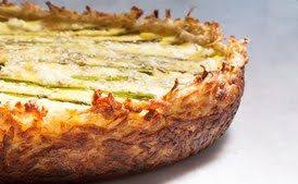 Asparagus And Two Cheese Quiche With Hash Brown Crust Recipe Image Photo By Chelsea Kyle Food Styling By Anna Stock Quiche Recipes Breakfast Brunch Recipes