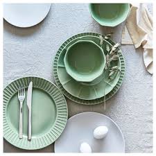 Ikea Strimmig Dessertteller Steinzeug Grun Yemek Takimi Ikea Modern