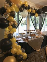 Black And Gold Graduation Party Decorations Balloon Garland Dessert Table 30th Birthday Decorations Gold Graduation Party Cake Table Birthday