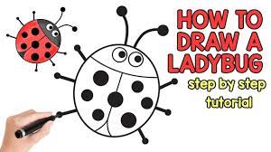 Draw a small half circle at one end of the oval. How To Draw A Ladybug Tutorial Drawing For Beginners And Kids Youtube