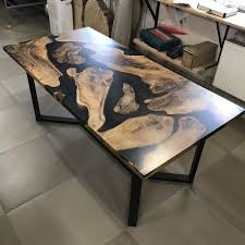 Dining And End Tables Black Epoxy Resin River Table Home Etsy In 2020 End Tables Custom Furniture Design Custom Table