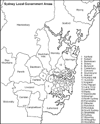 This is a list of local government areas (lgas) in new south wales, sorted by region. Local Government Areas In Sydney Scale 1 Cm 6 5 Km Download Scientific Diagram
