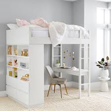 Yaheetech metal queen size black bed platform simple industrial style for teenagers bedroom no box spring needed w/under bed storage mattress foundation. Bowen Teen Loft Bed Pottery Barn Teen