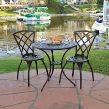 Outdoor bistro set with umbrella hole. Traditional Outdoor Copper Cast Aluminum Bistro Set With Umbrella Hole Noble House Furniture