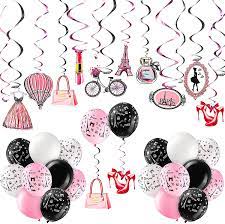 The more complete your paris themed party is, the more your guests will enjoy themselves. Buy Sotiff 94 Pieces Paris Party Decorations Paris Theme Cutouts With Hanging Swirls Eiffel Tower Dress Paris Theme Balloons Matte Balloons Pink Romantic Paris Supplies For Birthday Wedding Decors Online In Turkey