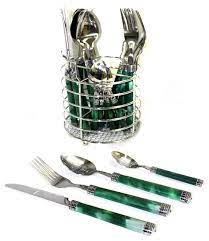 Free shipping on prime eligible orders. Flatware Set Of Stainless Steel With Green Marble Design Handles Storage Caddy Transitional Flatware And Silverware Sets By Nature Home Decor Houzz