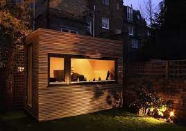 The Rise Of The Backyard Office Backyard Office Exterior House Lights Contemporary Backyard