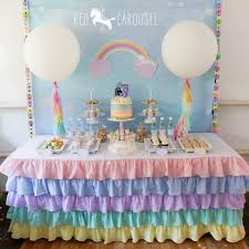 Pastel Rainbow Ruffled Tablecloth Rainbow Baby Shower Rainbow Baby Shower Theme Unicorn Baby Shower Theme
