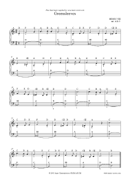 Greensleeves Easy Piano Version Sheet Music Notes By