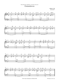 greensleeves easy piano version sheet music notes by