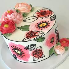 We Love Matching Invitations Loved How This Watercolor Graphic Pattern Cake Turned Out Buttercream Gateau Creme Au Beurre Decoration Gateau Gateau
