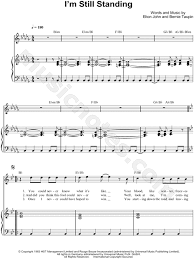 Elton John I M Still Standing Sheet Music In Bb Minor Transposable Download Print Sheet Music Elton John Still Standing