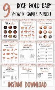 Rose Gold 10 Baby Shower Games Printable Baby Shower Games Baby Shower Games Pack Printable Baby Games Rose Gold Baby Shower Pack Rg1 Funny Baby Shower Games Rose Gold Baby Shower