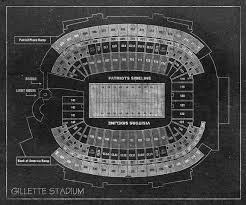 Vintage Print Of Gillette Stadium Seating Chart On Photo