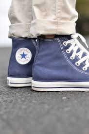 Black And Blue Converse High Tops Converse And Khakis Blue Converse Outfits With Converse Converse Shoes