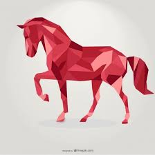 Polygonal Red Horse Geometric Triangle Design Geometric Animals Geometric Art Geometric Art Animal
