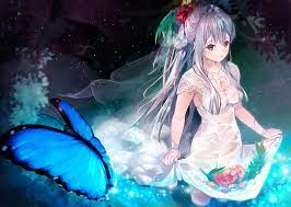 The story follows tanjiro kamado, a young boy who becomes a demon slayer after his family is slaughtered and his younger sister nezuko is turned into a demon. Eau Papillon Fille Anime Ete Manga Cacao Bleu Fond D Ecran Hd Wallpaperbetter