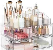 3 Tier Clear Stackable Makeup Organizer with Drawer, 12''W Acrylic Storage  Drawers, Cosmetic Display Case for Vanity Bathroom Countertop, Beauty ...