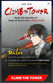 Webtoon has an event promoting reading Tower of God for coins : r/TowerofGod