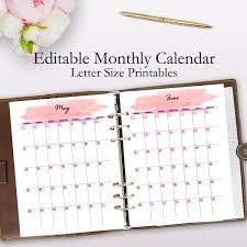 calendar template planner printable monthly planner pages etsy