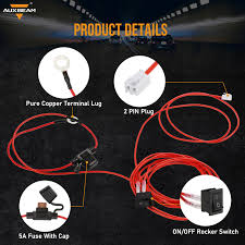 Amazon.co.jp: Auxbeam ユニバーサル ACC 電源配線ハーネス 6.6フィート 20AWG 2ピン ACC 電気ワイヤー オンオフスイッチ&5Aヒューズ付き  ACC 電源ワイヤスイッチパネル 6812 ギャングスイッチパネルケーブル : 家電＆カメラ