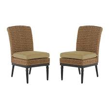 Scroll down to see our resin wicker dining sets. Home Decorators Collection Camden Light Brown Seagrass Wicker Outdoor Patio Armless Dining Chair With Sunbrella Beige Tan Cushions 2 Pack Yahoo Shopping
