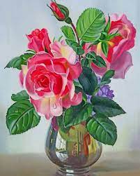 Azqsd oil painting flower in vase painting by numbers paint flower diy canvas picture hand painted home decoration szyh6310. Rose Flowers Vase New Paint By Number Numeral Paint