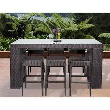 Sol 72 Outdoor Tegan 7 Piece Bar Height Dining Set Wayfair Bar Dining Height Outdoor Piece Set Sol Patio Bar Set Outdoor Deck Furniture Pub Table Sets
