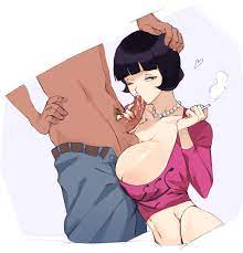 big areola big breasts black hair bob cut cigarette cum cum in  mouth female lushhhh mature mature female milf monkey d luffy necklace one  piece partial male pearl necklace